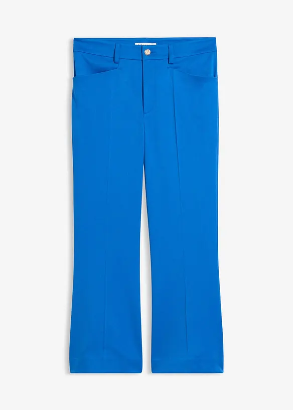 Ausgestellte 7/8 Hose mit dekorativem Knopf in blau von vorne - bonprix
