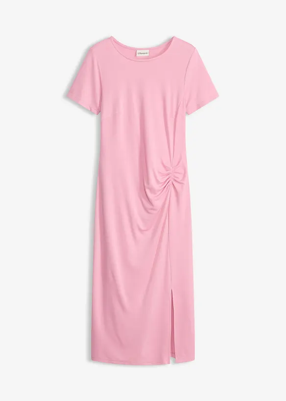 Jerseykleid aus Viskose-Mix in rosa von vorne - bonprix