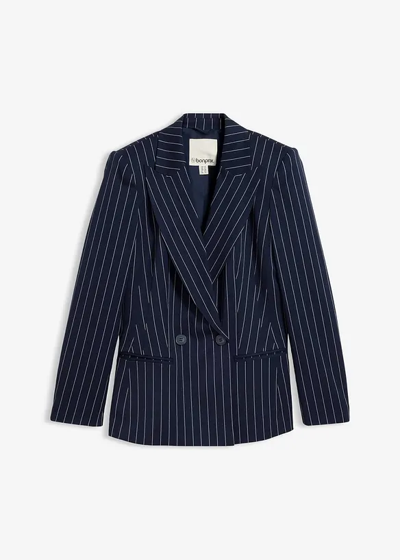 Blazer mit Nadelstreifen in blau von vorne - bonprix