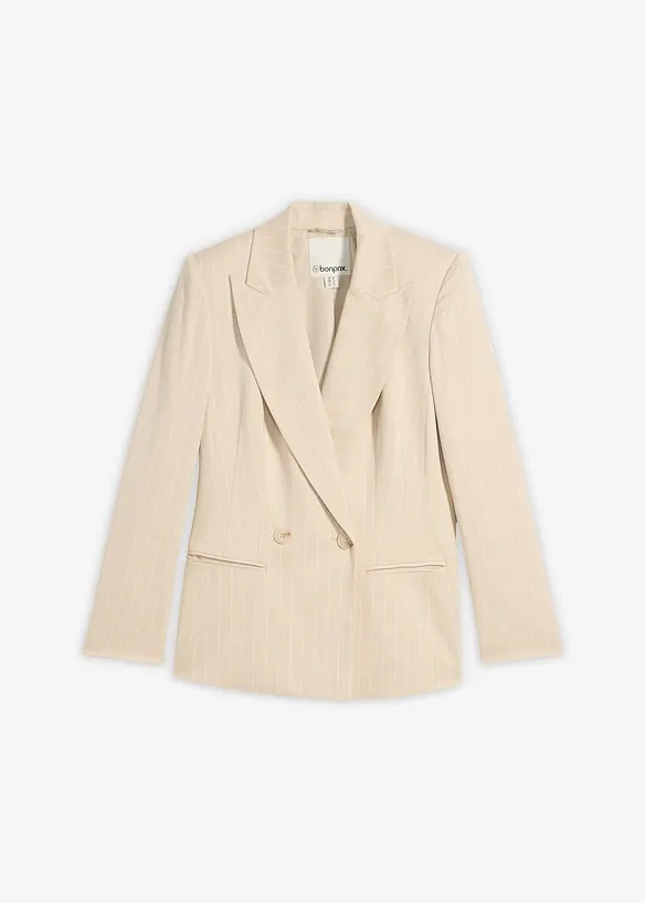 Blazer mit Nadelstreifen in beige von vorne - bonprix