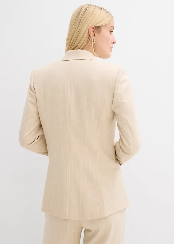 Blazer mit Nadelstreifen in beige von hinten (im Anschnitt) - bonprix