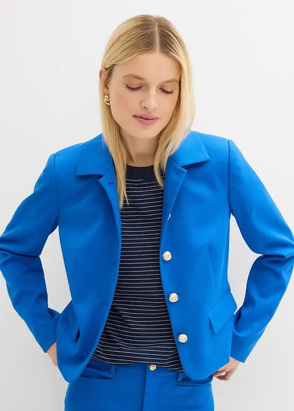 Kurzblazer in blau von vorne (im Anschnitt) - bonprix