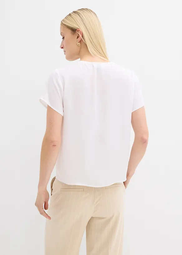 Tunika aus feinem Satin in weiß von hinten (im Anschnitt) - bonprix
