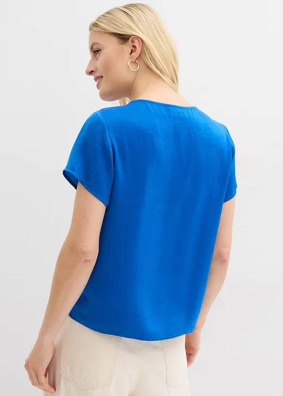 Tunika aus feinem Satin in blau von hinten (im Anschnitt) - bonprix