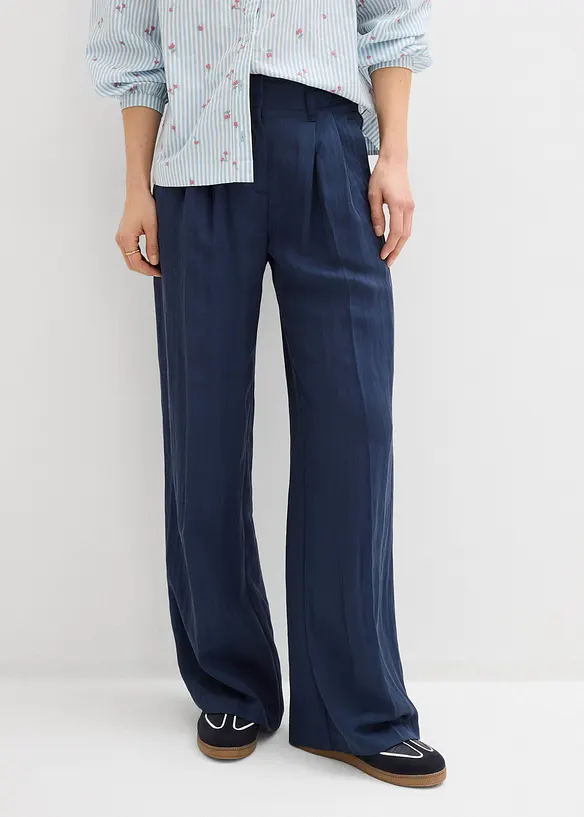 Twillhose mit Taillienregulierung in blau von vorne - bonprix