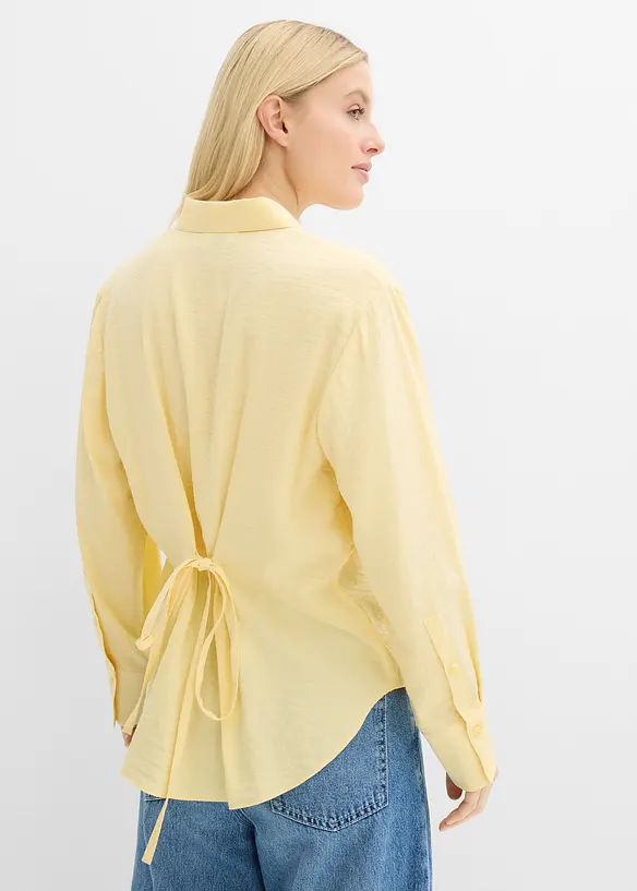 Hemdbluse aus fließendem Viskose-Mix in gelb von hinten (im Anschnitt) - bonprix Hemdbluse aus fließendem Viskose-Mix in gelb von hinten (im Anschnitt) - bonprix
