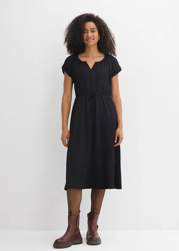Jersey Kleid aus fließendem Viskose-Mix in schwarz von vorne (Totalaufnahme) - bonprix Jersey Kleid aus fließendem Viskose-Mix in schwarz von vorne (Totalaufnahme) - bonprix