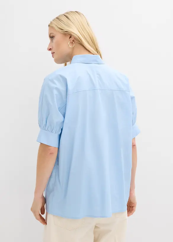 Oversize-Bluse mit leichten Puffärmeln in blau von hinten (im Anschnitt) - bonprix