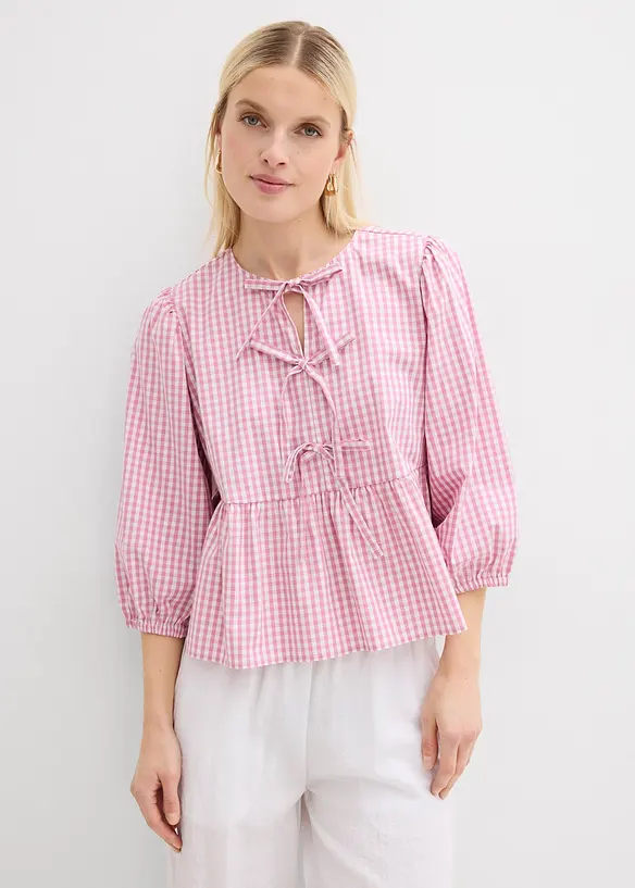 Blusenshirt mit Bindedetail in rosa von vorne (im Anschnitt) - bonprix Blusenshirt mit Bindedetail in rosa von vorne (im Anschnitt) - bonprix