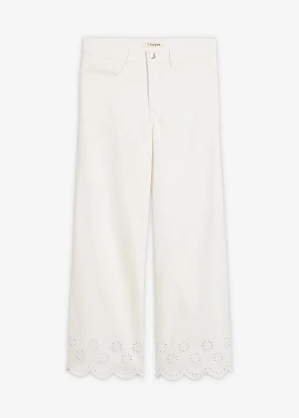 Culotte  aus elastischem Baumwoll-Mix in weiß von vorne - bonprix