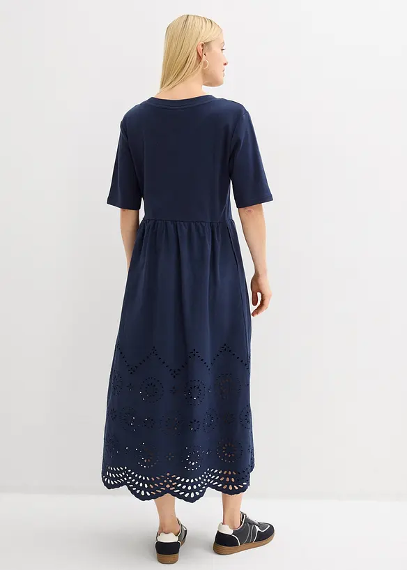 Maxikleid aus reiner Baumwolle in blau von hinten (Totalaufnahme) - bonprix Maxikleid aus reiner Baumwolle in blau von hinten (Totalaufnahme) - bonprix
