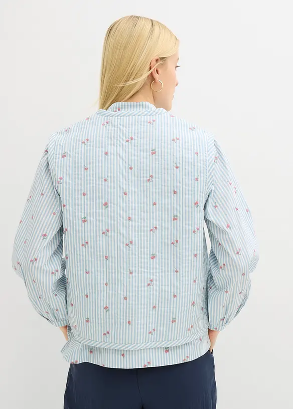 Steppweste mit floraler Stickerei in blau von hinten (im Anschnitt) - bonprix