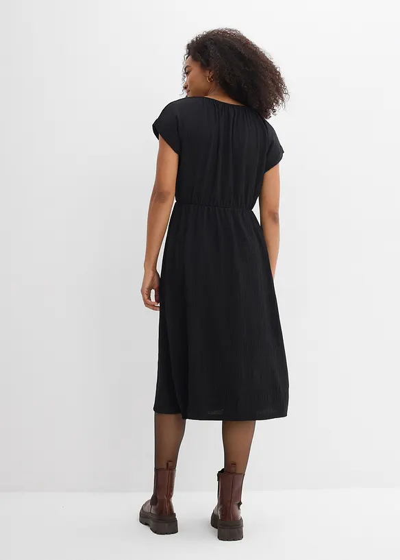 Jersey Kleid aus fließendem Viskose-Mix in schwarz von hinten (Totalaufnahme) - bonprix Jersey Kleid aus fließendem Viskose-Mix in schwarz von hinten (Totalaufnahme) - bonprix