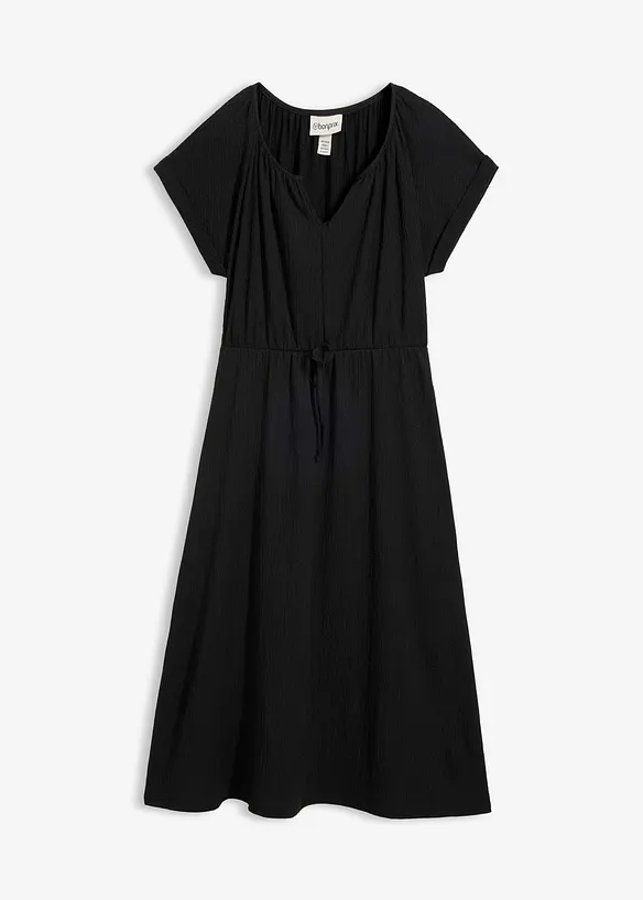 Jersey Kleid aus fließendem Viskose-Mix in schwarz von vorne - bonprix Jersey Kleid aus fließendem Viskose-Mix in schwarz von vorne - bonprix
