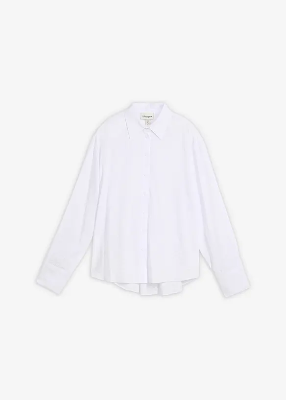 Hemdbluse aus fließendem Viskose-Mix in weiß von vorne - bonprix