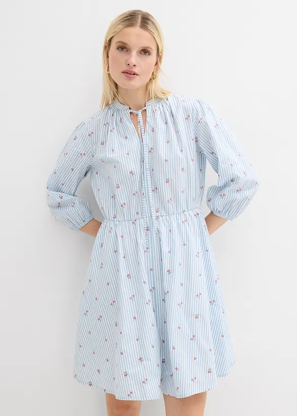 Minikleid aus reiner Baumwolle in blau von vorne (Totalaufnahme) - bonprix Minikleid aus reiner Baumwolle in blau von vorne (Totalaufnahme) - bonprix