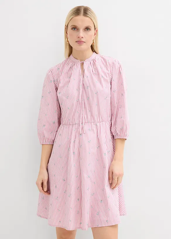 Minikleid aus reiner Baumwolle in rosa von vorne (Totalaufnahme) - bonprix Minikleid aus reiner Baumwolle in rosa von vorne (Totalaufnahme) - bonprix