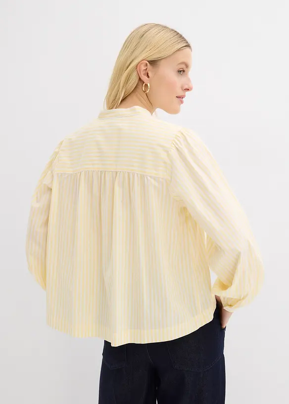 Popeline-Bluse aus Baumwoll-Mix in gelb von hinten (im Anschnitt) - bonprix