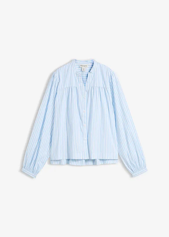 Popeline-Bluse aus Baumwoll-Mix in blau von vorne - bonprix