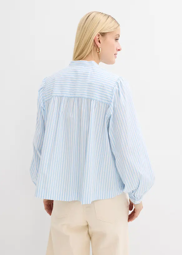 Popeline-Bluse aus Baumwoll-Mix in blau von hinten (im Anschnitt) - bonprix