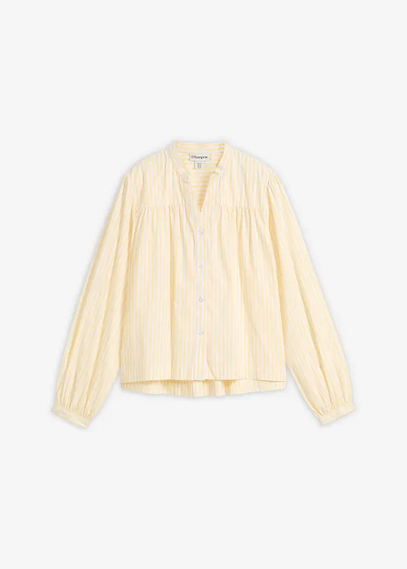 Popeline-Bluse aus Baumwoll-Mix in gelb von vorne - bonprix