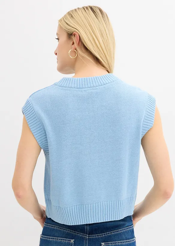 Strick-Weste in blau von hinten (im Anschnitt) - bonprix