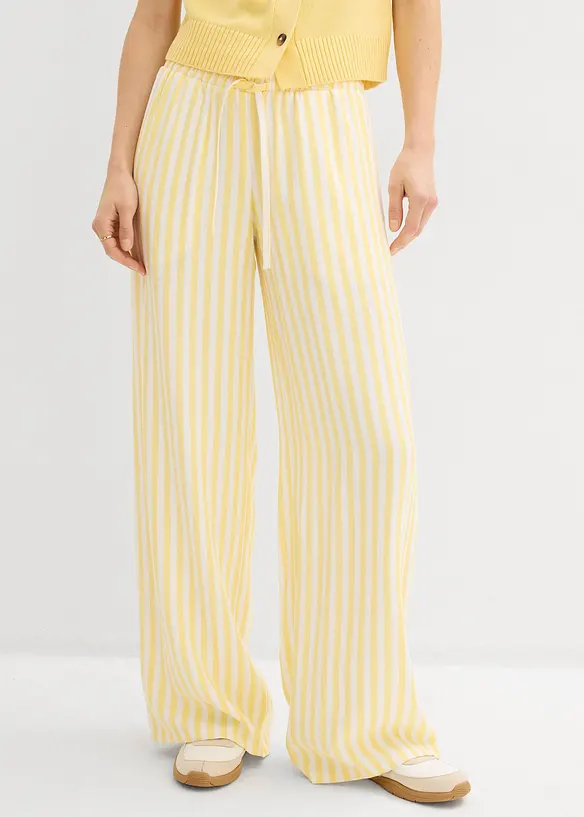 Marlenehose aus fließendem Viskose-Mix in gelb von vorne - bonprix Marlenehose aus fließendem Viskose-Mix in gelb von vorne - bonprix