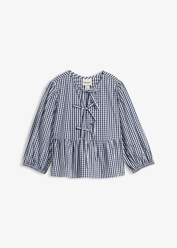 Blusenshirt mit Bindedetail in blau von vorne - bonprix Blusenshirt mit Bindedetail in blau von vorne - bonprix