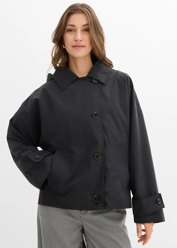 Oversize Übergangsjacke in schwarz von vorne (im Anschnitt) - bonprix