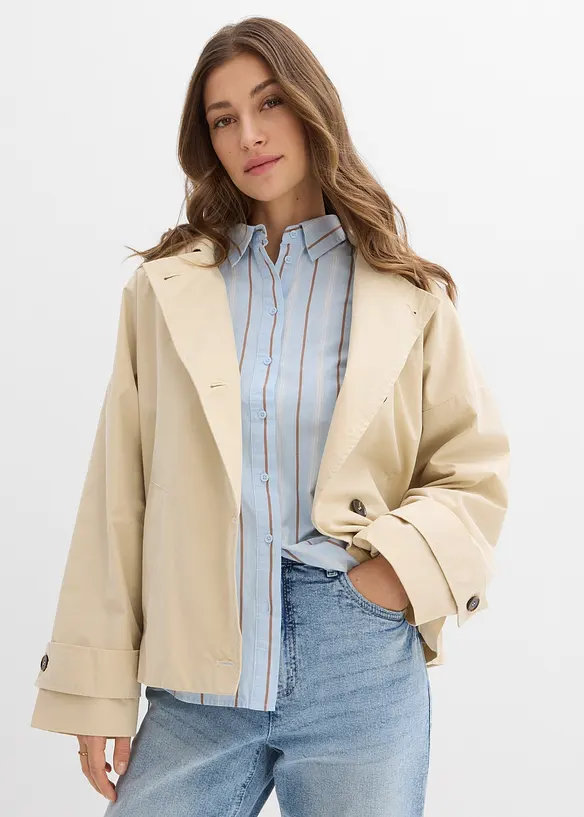 Oversize Übergangsjacke in beige von vorne (im Anschnitt) - bonprix