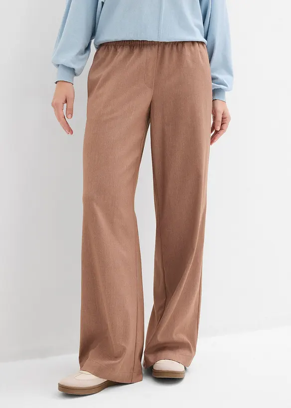 Palazzo-Hose mit Bequembund in braun von vorne - bonprix