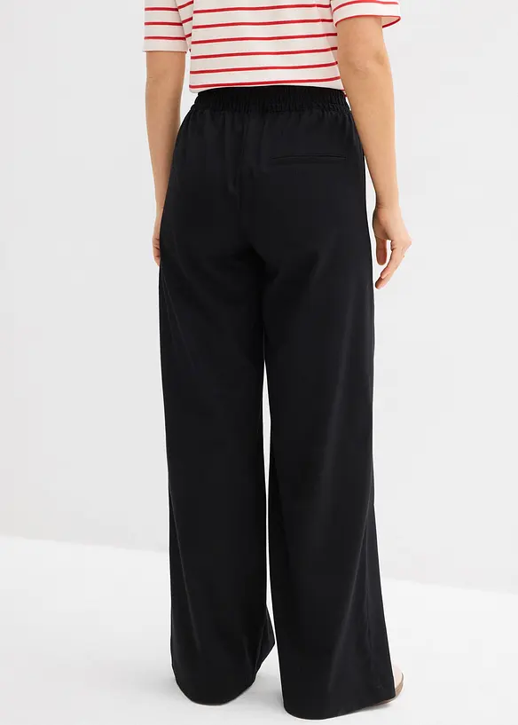 Palazzo-Hose mit Bequembund in schwarz von hinten - bonprix