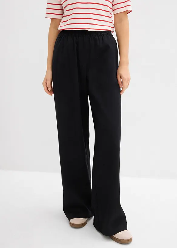 Palazzo-Hose mit Bequembund in schwarz von vorne - bonprix
