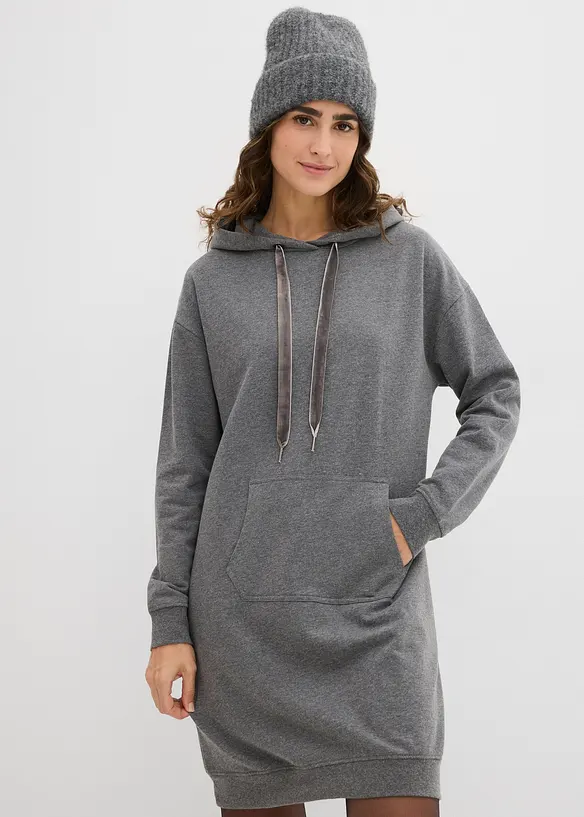 Mini-Sweatkleid in grau von vorne (Totalaufnahme) - bonprix