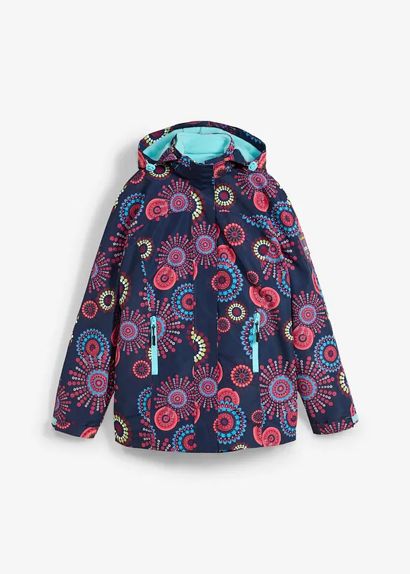 wasserdichte 3 in 1 Funktions-Jacke mit Kapuze in blau von vorne - bonprix