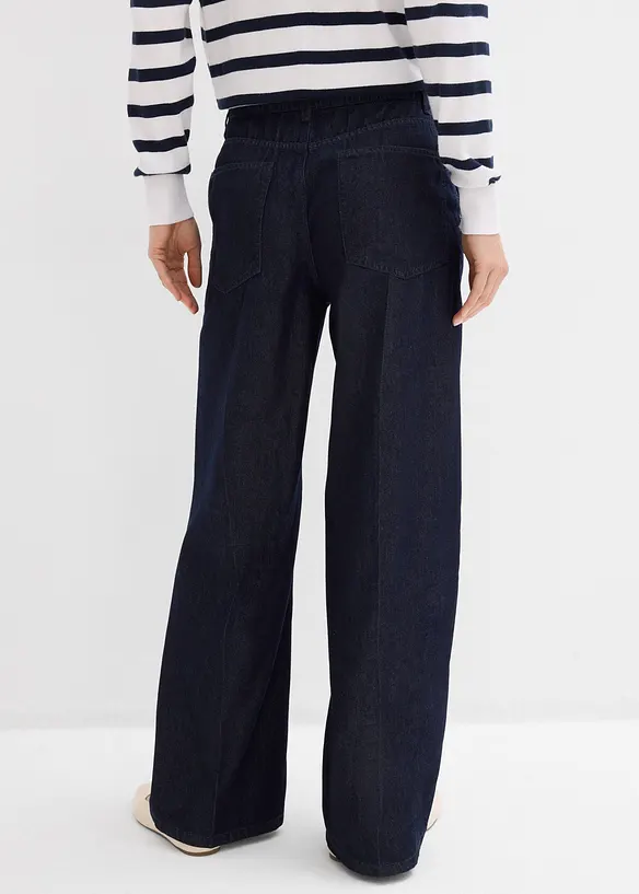 Wide-Leg-Jeans, Straight in blau von hinten - bonprix