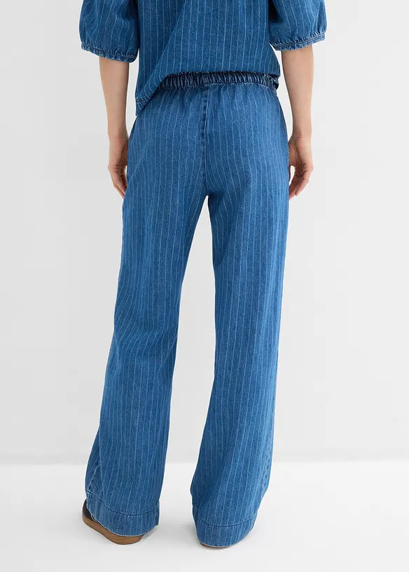 Pull On Wide-Leg-Jeans, Baumwolle in blau von hinten - bonprix