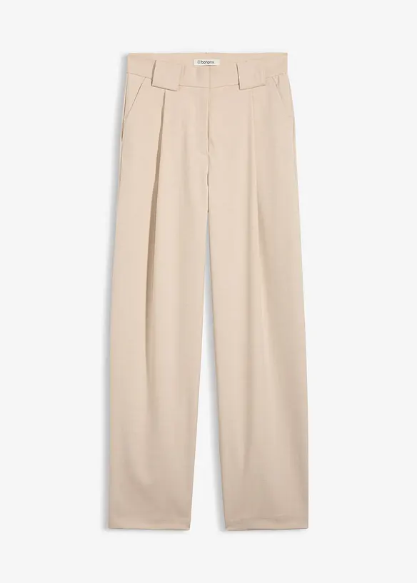 Barrel-Hose mit hohem Bund in beige von vorne - bonprix