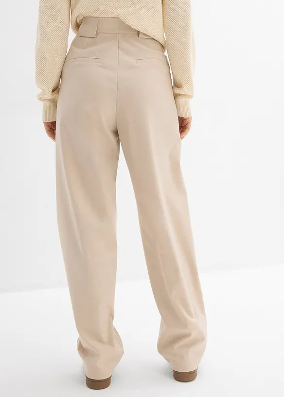 Barrel-Hose mit hohem Bund in beige von hinten - bonprix