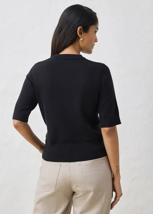 Pullover mit Seidenanteil in schwarz von hinten (im Anschnitt) - bonprix
