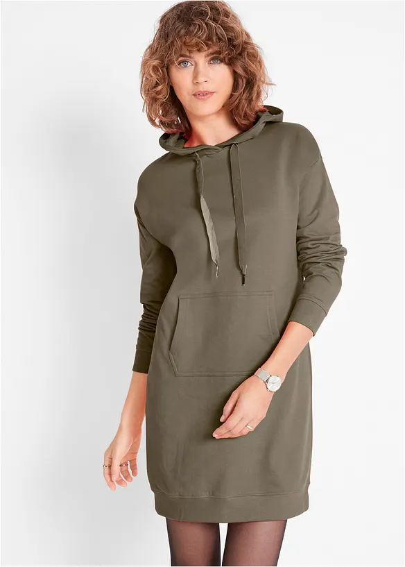Mini-Sweatkleid in grün von vorne (Totalaufnahme) - bonprix