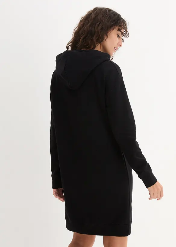 Mini-Sweatkleid in schwarz von hinten (Totalaufnahme) - bonprix