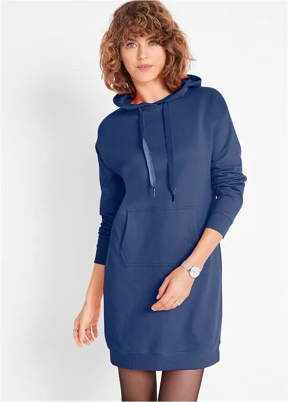 Mini-Sweatkleid in blau von vorne (Totalaufnahme) - bonprix