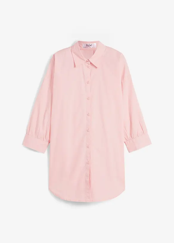 3/4-Arm-Oversize-Hemd aus Baumwolle in rosa von vorne - bonprix 3/4-Arm-Oversize-Hemd aus Baumwolle in rosa von vorne - bonprix