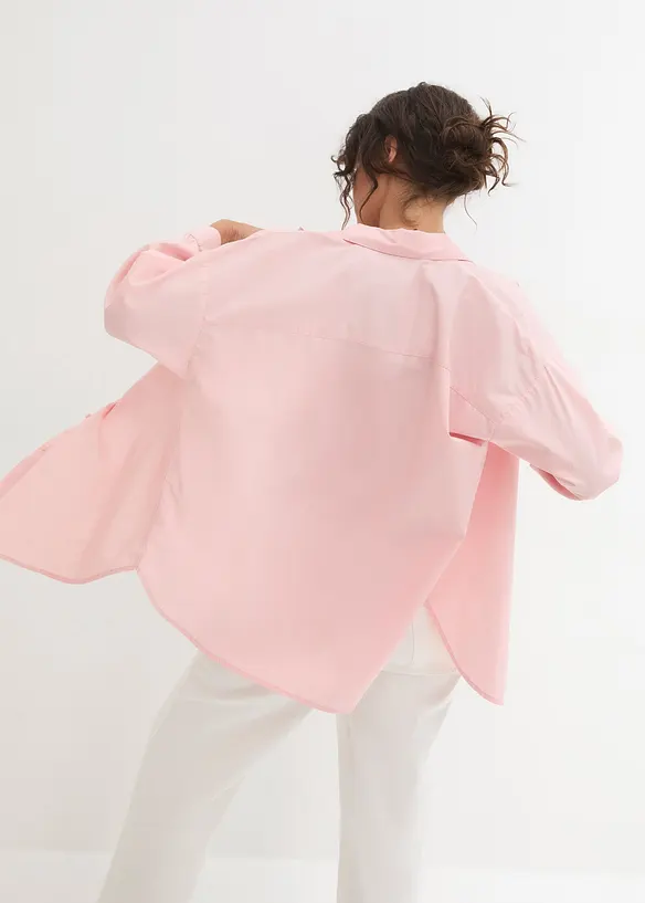 3/4-Arm-Oversize-Hemd aus Baumwolle in rosa von hinten (im Anschnitt) - bonprix 3/4-Arm-Oversize-Hemd aus Baumwolle in rosa von hinten (im Anschnitt) - bonprix
