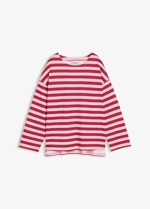 Oversized-Shirt aus reiner Baumwolle in rot von vorne - bonprix