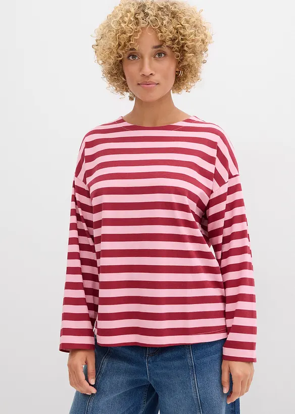 Oversized-Shirt aus reiner Baumwolle in rot von vorne (im Anschnitt) - bonprix
