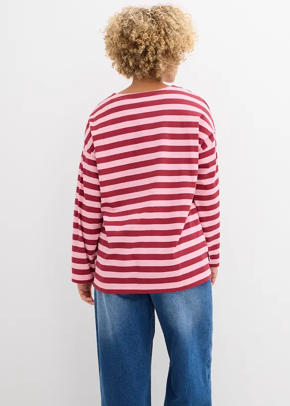Oversized-Shirt aus reiner Baumwolle in rot von hinten (im Anschnitt) - bonprix