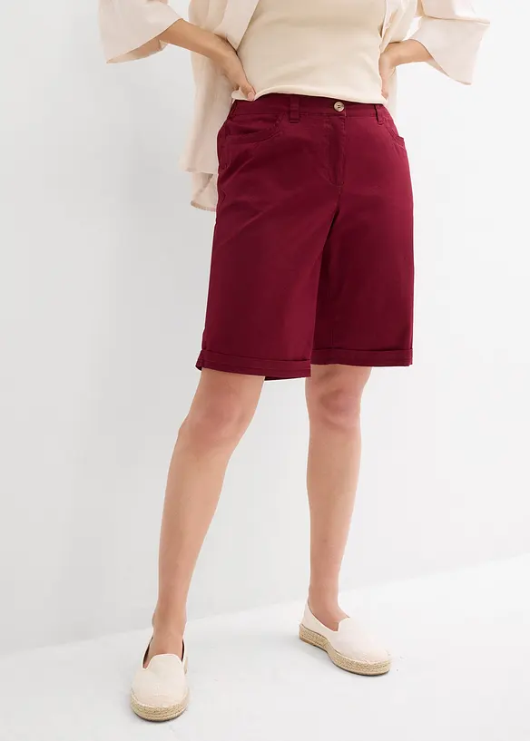 Papertouch-Bermuda aus Baumwoll-Mix in rot von vorne - bonprix