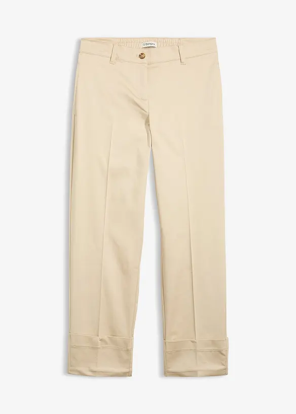 Chinohose mit hohem Baumwoll-Anteil in beige von vorne - bonprix